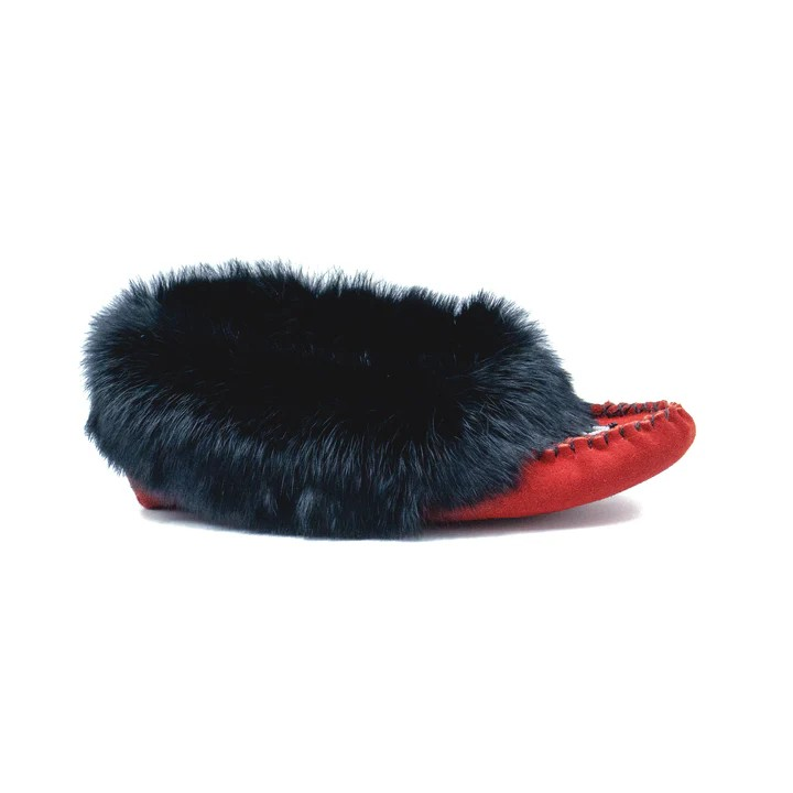 Bastien Ladies Moccasins with Black Rabbit Fur