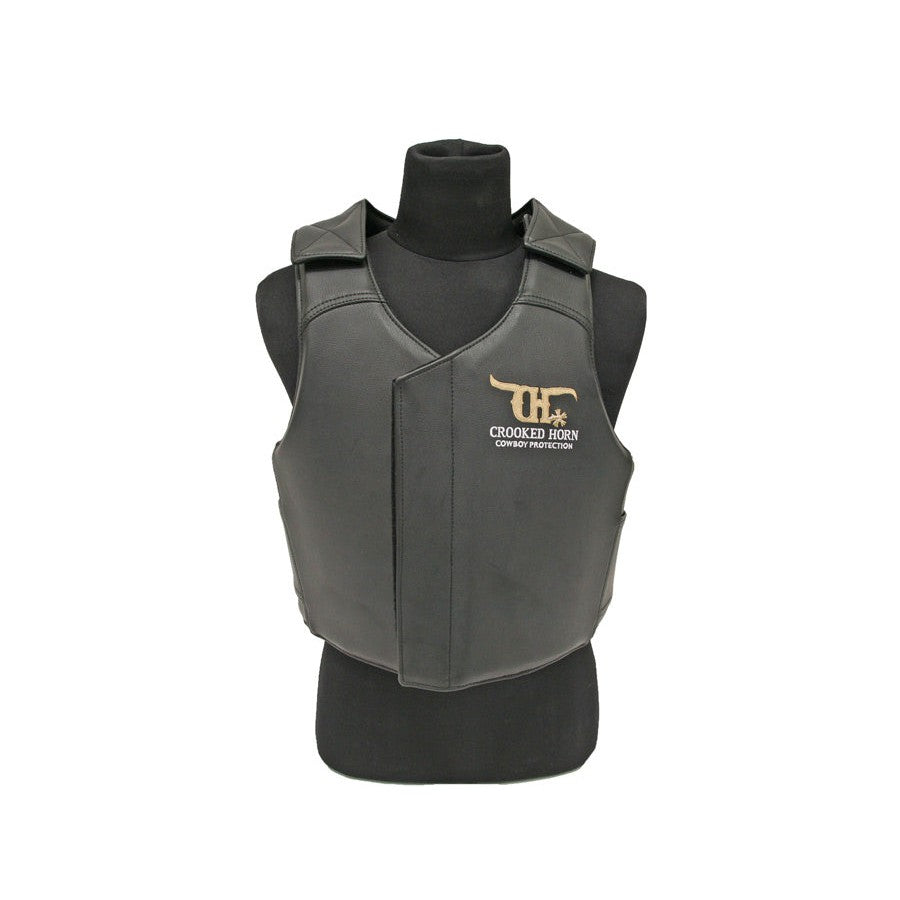 Crooked Horn Youth Bull Rider Pleather Protective Vest - Black