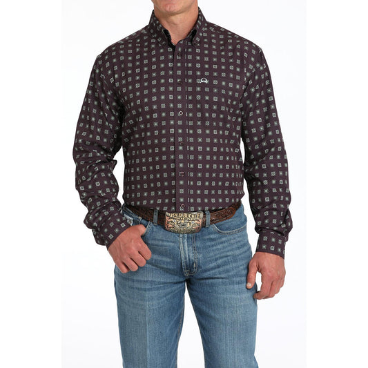 Cinch Men's Long Sleeve Print Arenaflex Shirt 725 - Purple