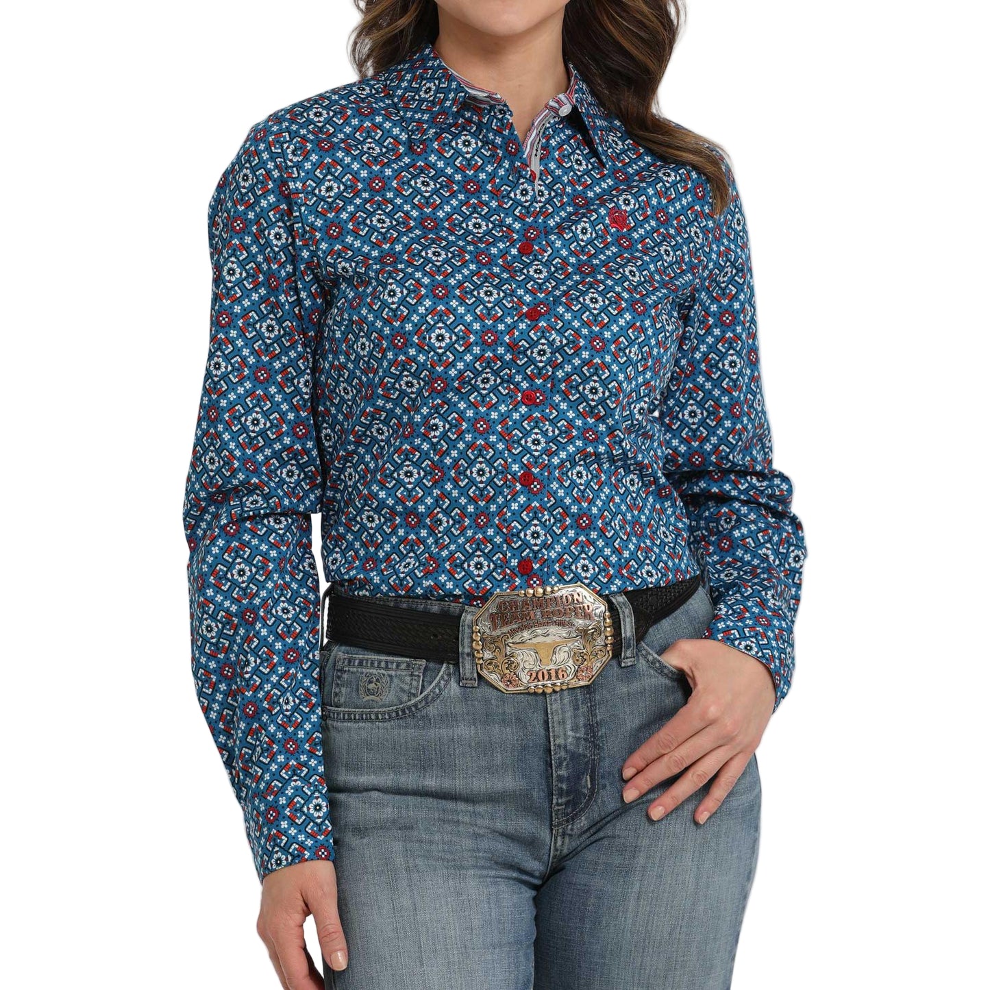 Cinch Women's Long Sleeve Print Shirt 725 - Blue