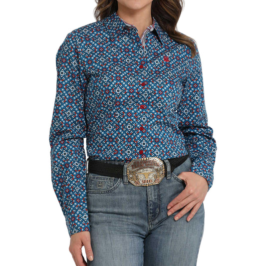 Cinch Women's Long Sleeve Print Shirt 725 - Blue