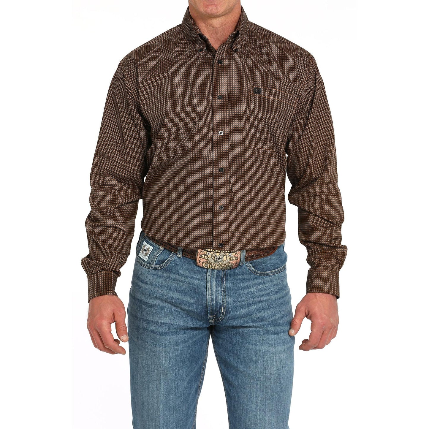 Cinch Men's Print Long Sleeve Print Shirt 725 - Brown