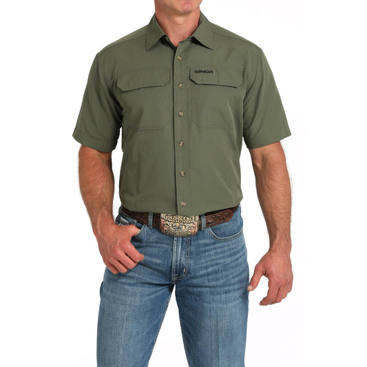 Cinch Men's Short Sleeve Solid Arenaflex Shirt 725 - Olive