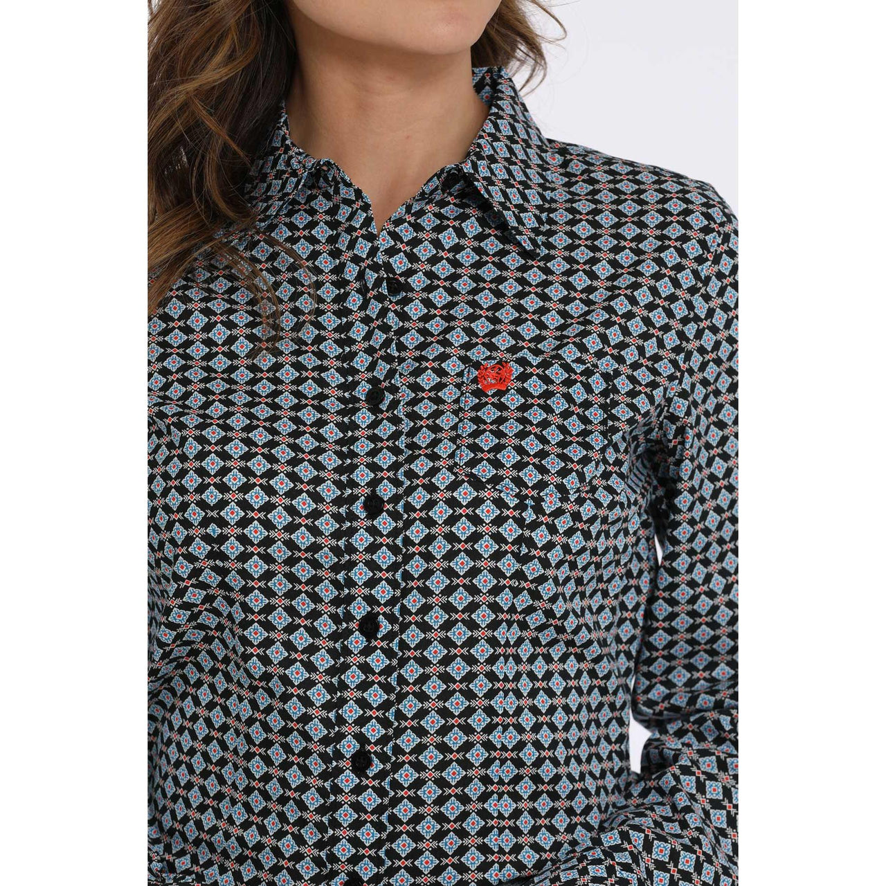 Cinch Women's Long Sleeve Print Shirt 725- Black