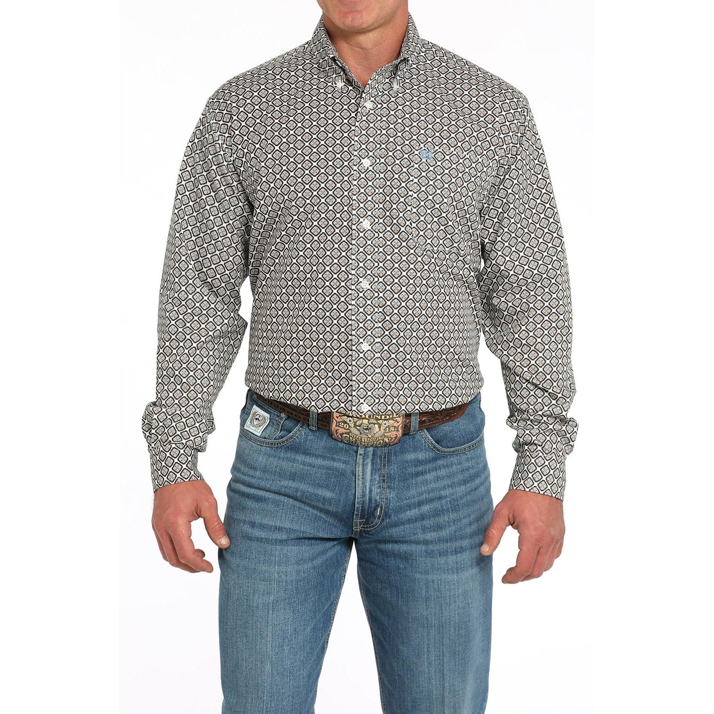 Cinch Men's Print Long Sleeve Print Shirt 725 - Cream