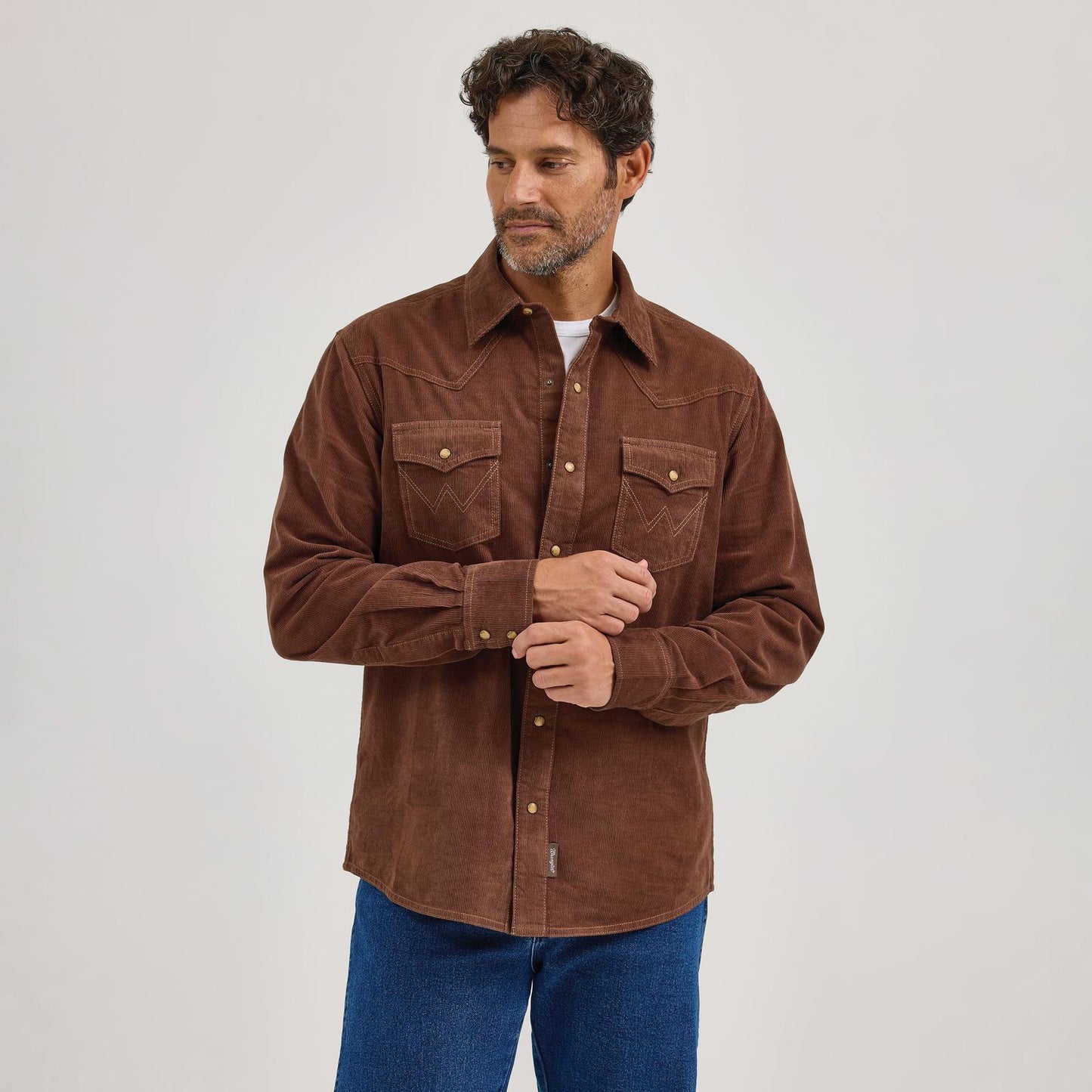 Wrangler Men's Wrangler Retro Modern Fit Premium Long Sleeve Shirt - Brown