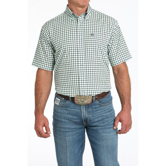 Cinch Men's Short Sleeve Print Arenaflex Shirt 725  - Light Blue