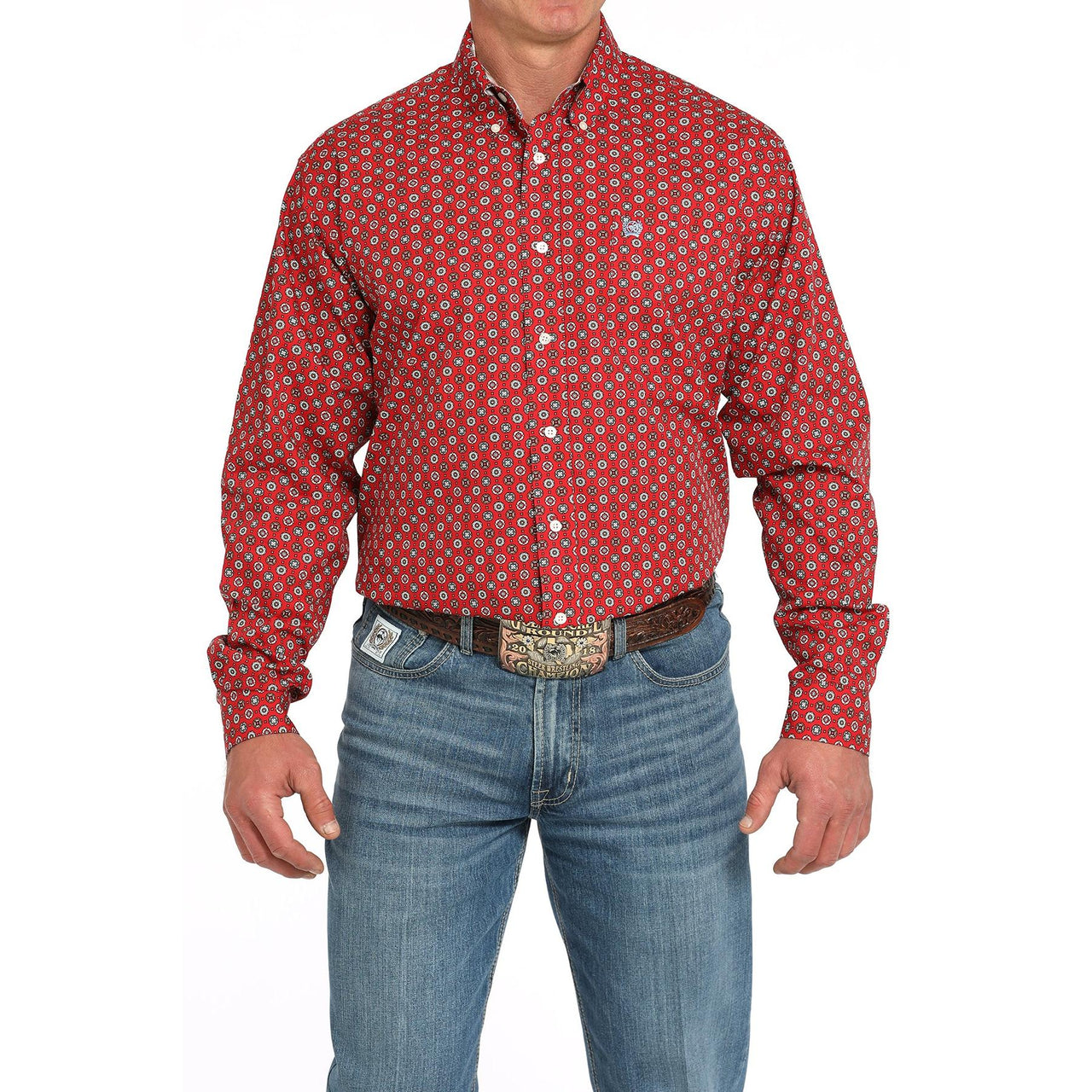 Cinch Men's Print Long Sleeve Print Shirt 725 - Red