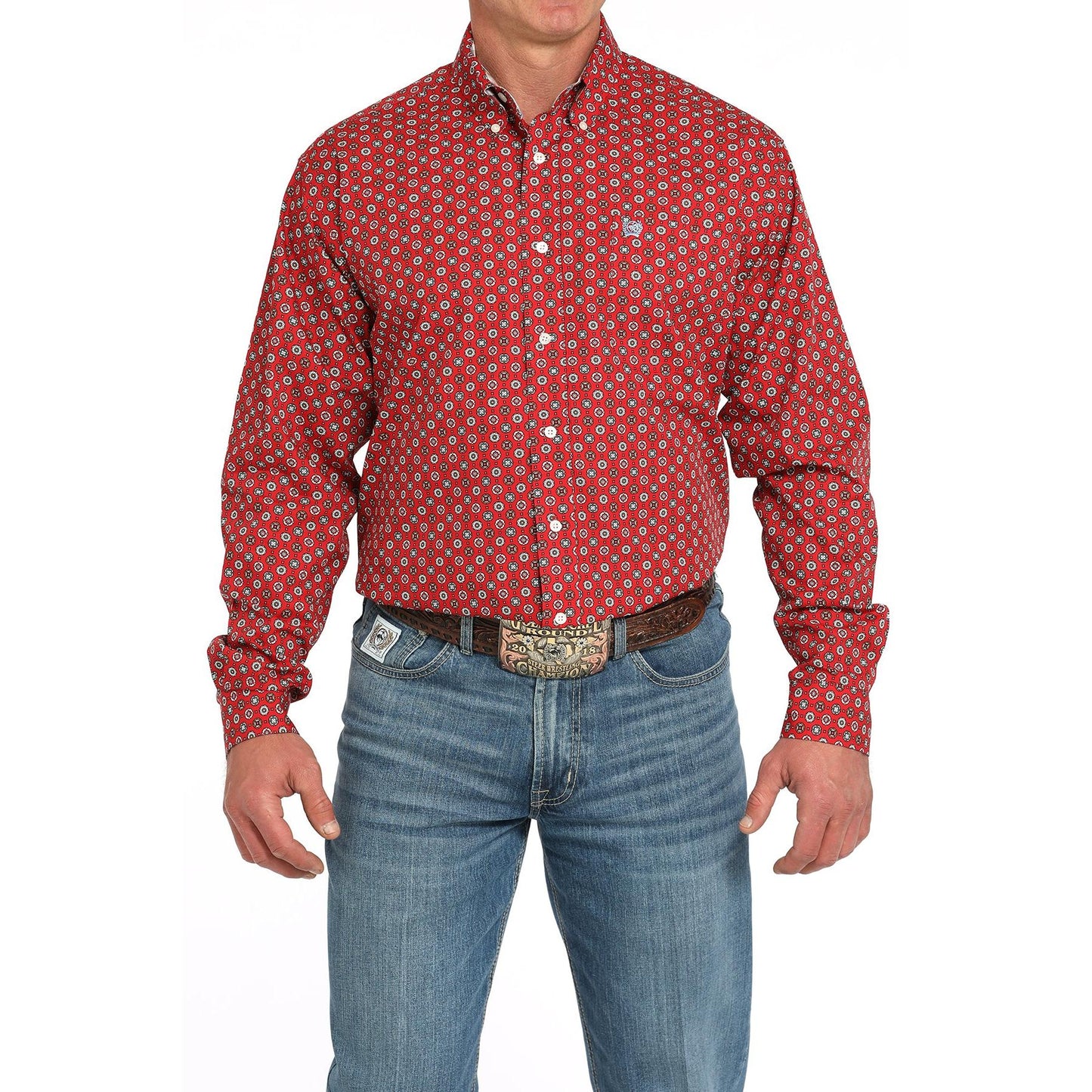 Cinch Men's Print Long Sleeve Print Shirt 725 - Red