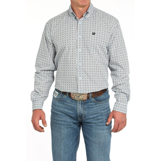 Cinch Men's Print Long Sleeve Print Shirt 725 - Light Blue