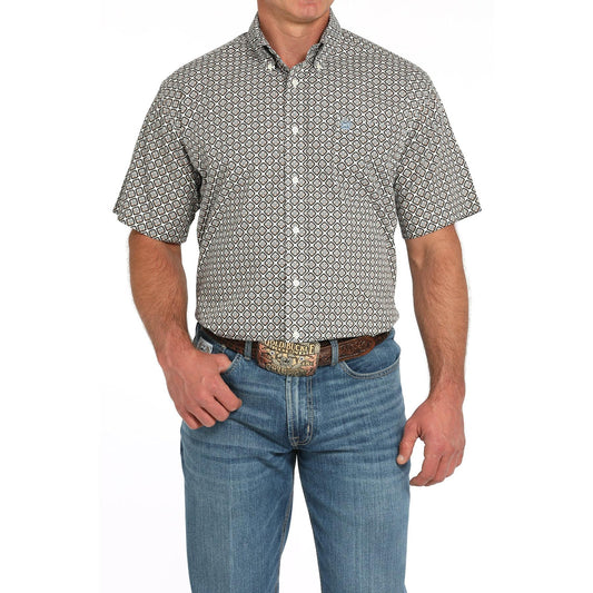 Cinch Men's Short Sleeve Print Shirt 725  - Cream
