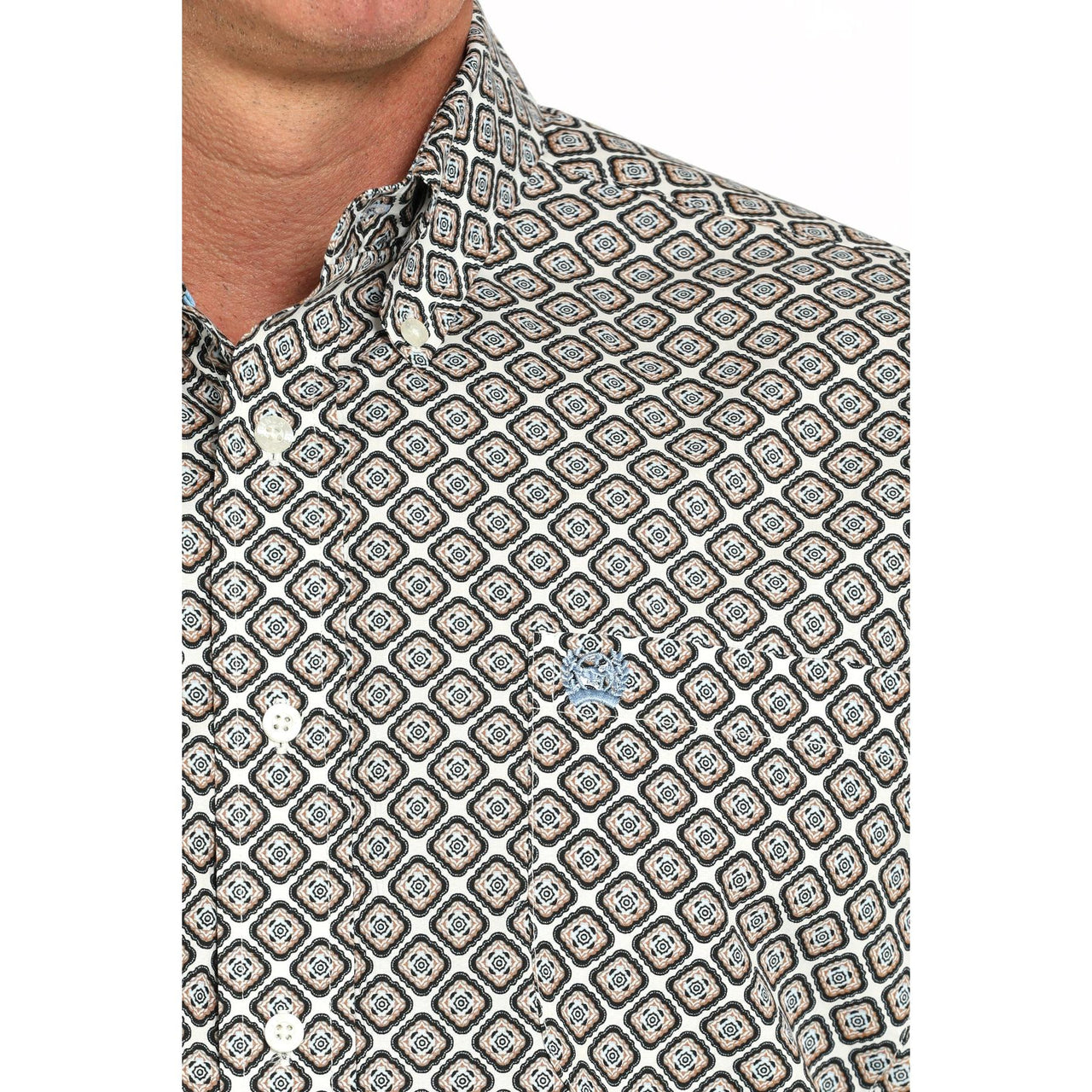 Cinch Men's Short Sleeve Print Shirt 725  - Cream
