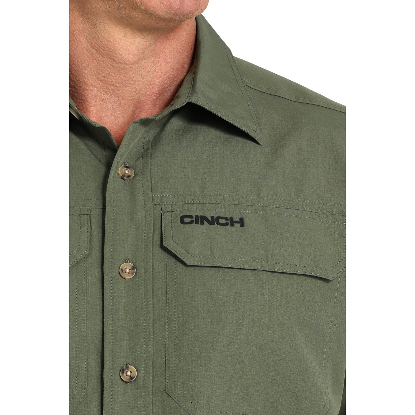 Cinch Men's Long Sleeve Solid Arenaflex Shirt 725 - Olive