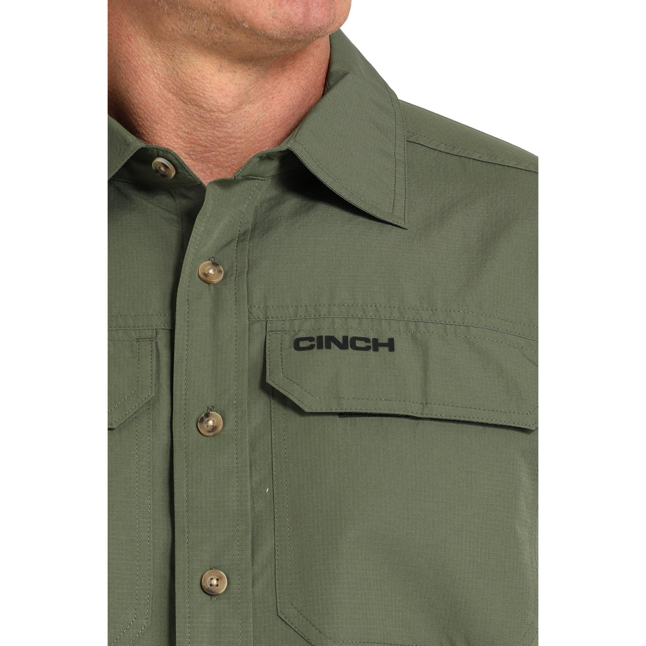 Cinch Men's Short Sleeve Solid Arenaflex Shirt 725 - Olive