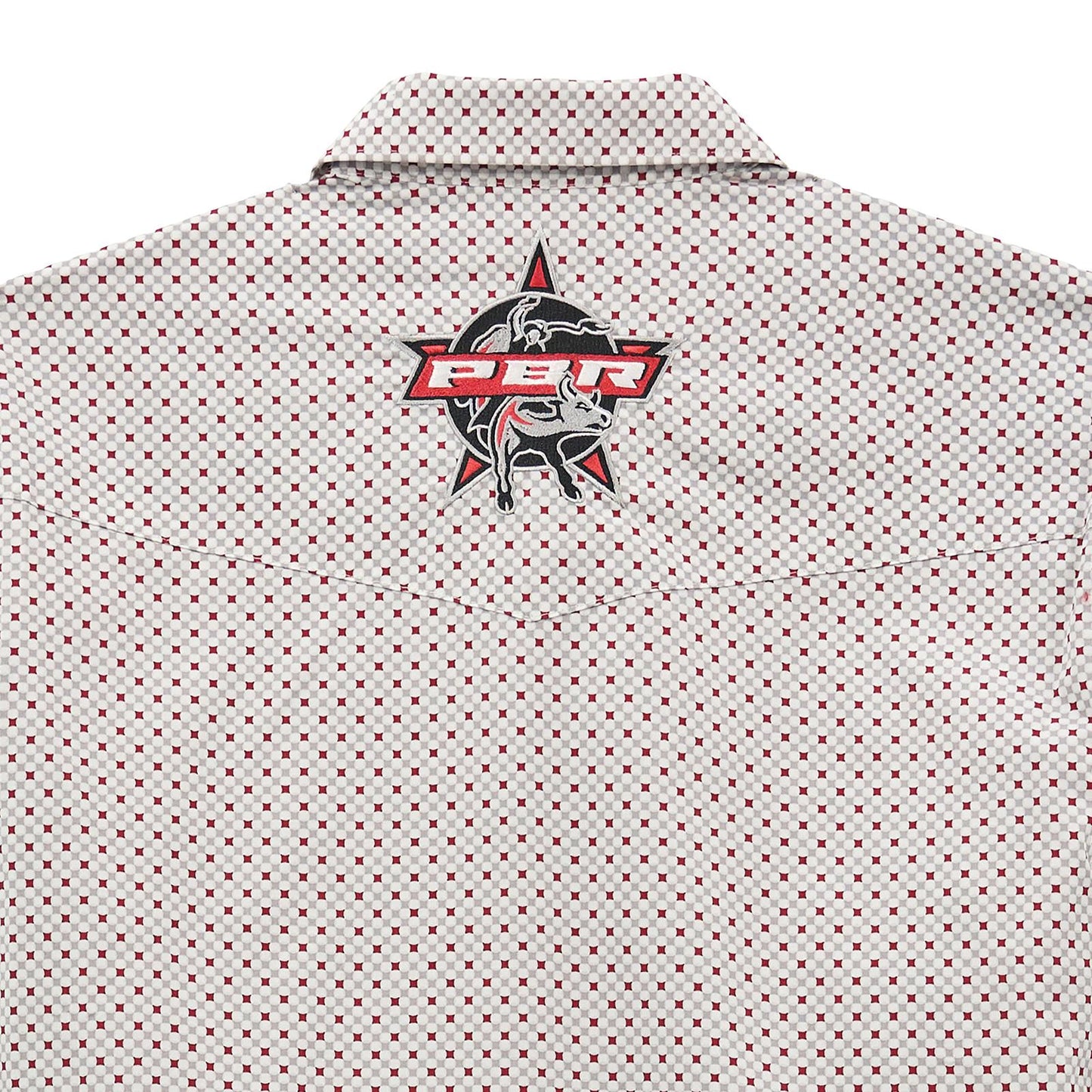Wrangler Men's Wrangler PBR Logo Long Sleeve Snaps Shirt - Gray/Red