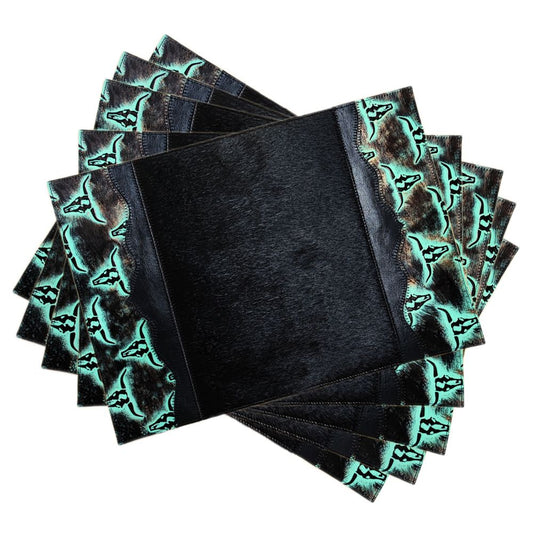 D2W Trading Western Soul Longhorn Placemat- Turquoise