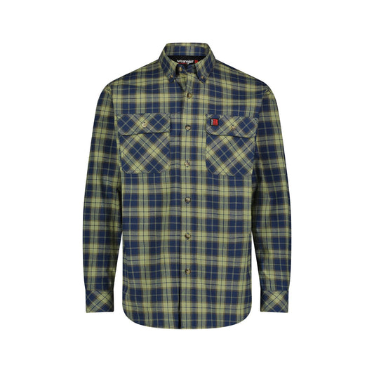 Wrangler Men's RIGGS Foreman Plaid Long Sleeve Workwear Shirt - Sage Navy Plaid