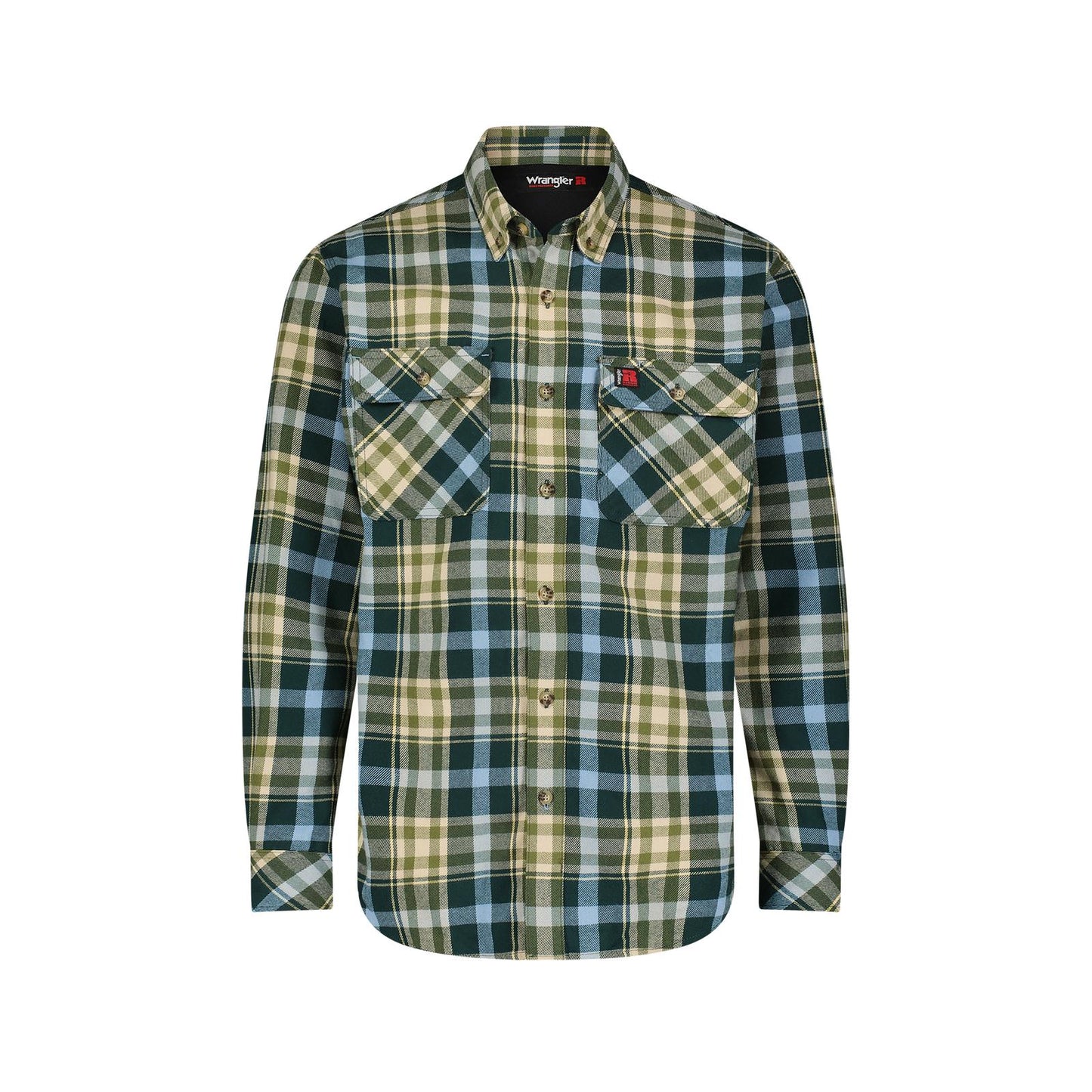 Wrangler Men's RIGGS Foreman Flannel Plaid Long Sleeve Workwear Shirt - Blue Multi Plaid