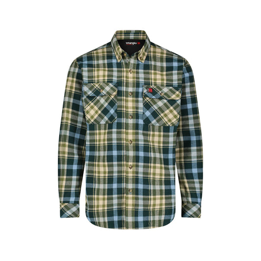Wrangler Men's RIGGS Foreman Flannel Plaid Long Sleeve Workwear Shirt - Blue Multi Plaid