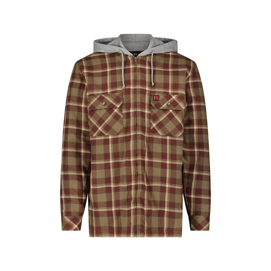 Wrangler Men's RIGGS Workwear Flannel Hooded Jacket - Chocolate Burgundy