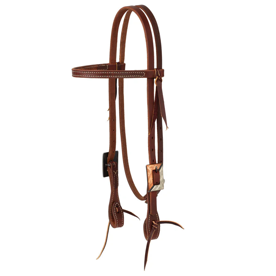 Weaver Headstall-Copper Silver Buckles