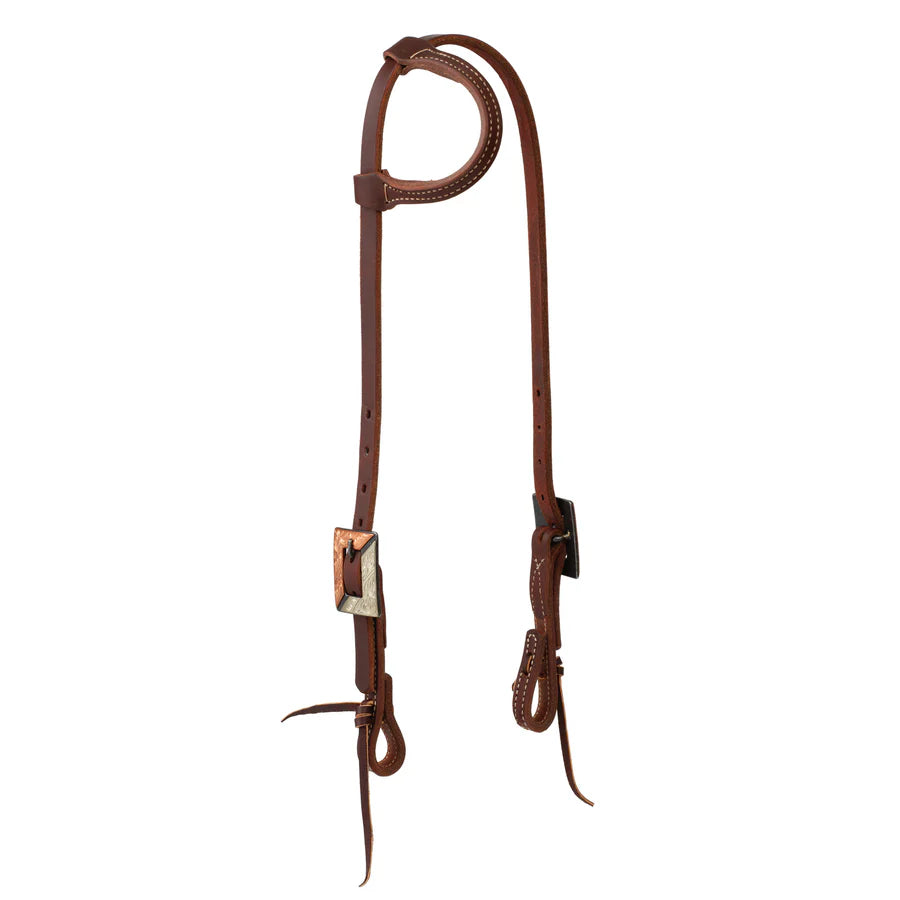 Weaver Headstall-Copper Silver Buckles