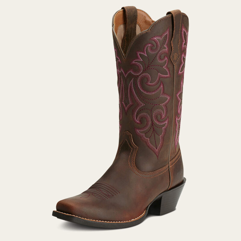 Ariat Women's Round Up Square Toe Western Boots - Powder Brown - Irvine Tack & Western Wear