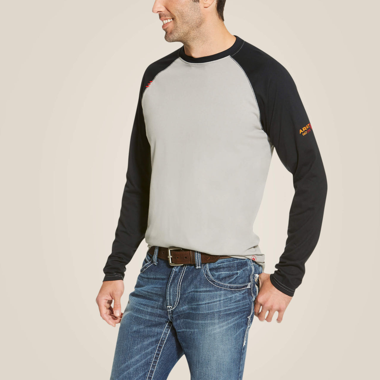 Ariat Men's Fire Resistant Baseball Long Sleeve Shirt - Grey/Black