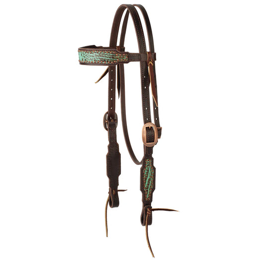 Weaver Leather Turquoise Croc Headstall-Browband