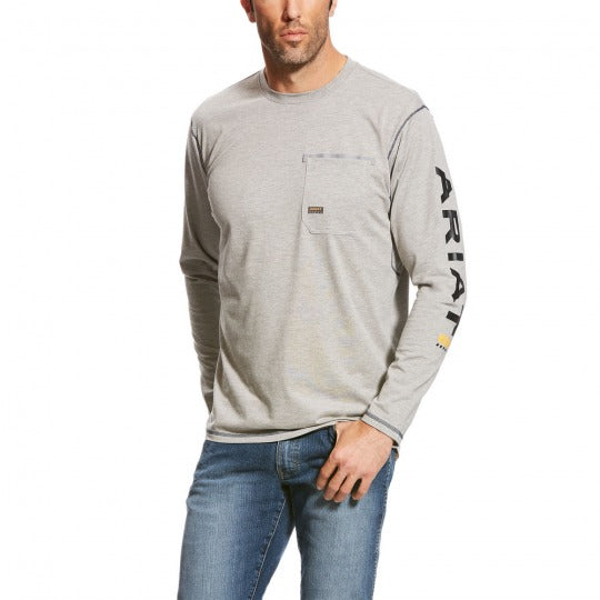 Ariat Men's Rebar Workman Logo Long Sleeve T-shirt - Heather Gray