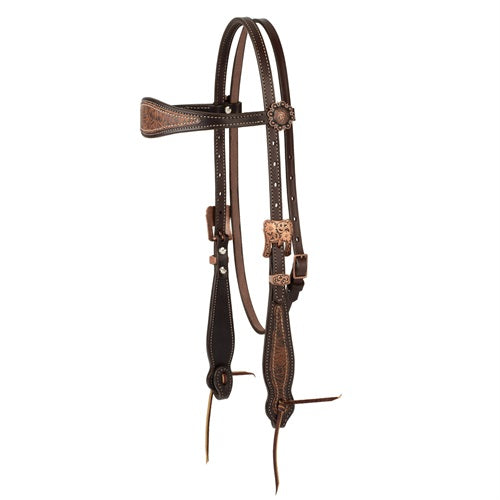 Western Floral Headstall - Havana