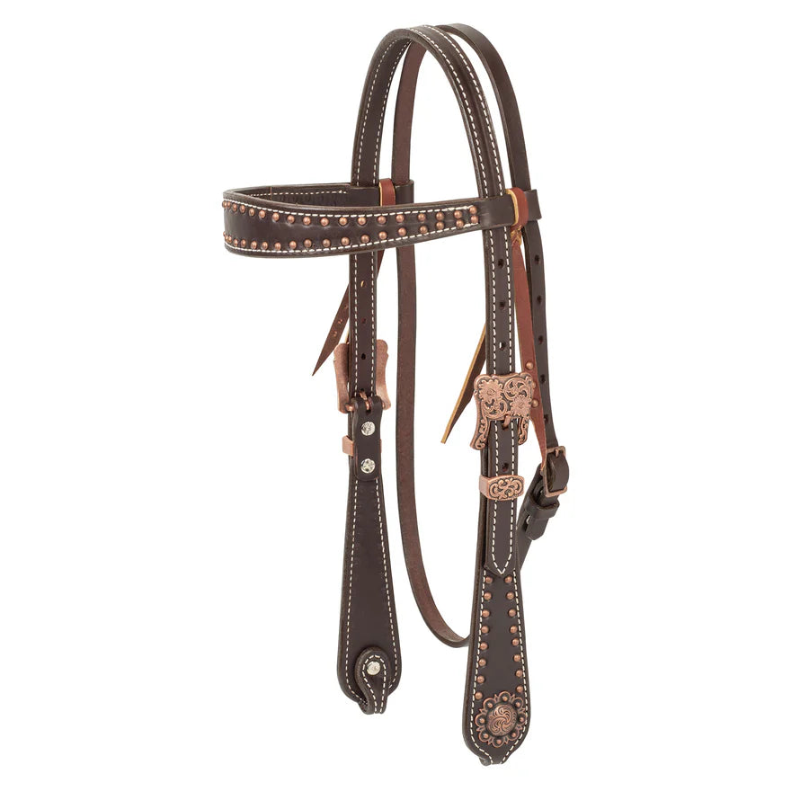 Weaver Western Outlaw Browband Headstall with Copper Accents - Irvine Tack & Western Wear