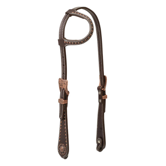 Weaver Western Outlaw Sliding Ear Headstall with Copper Accents - Irvine Tack & Western Wear