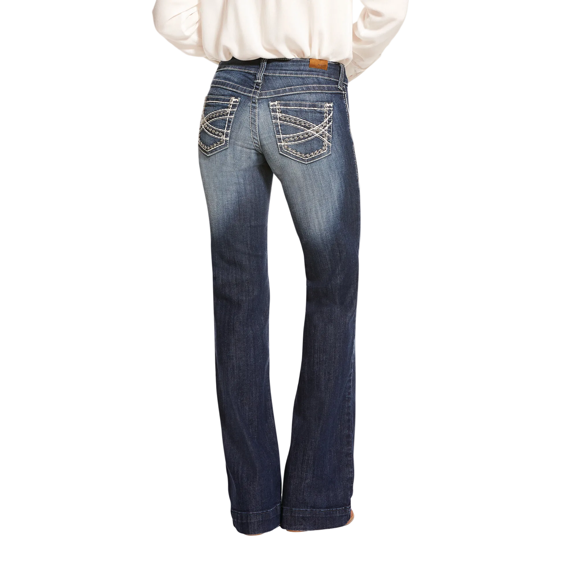 Ariat Women's Trouser Mid Rise Stretch Entwined Wide Leg Jeans - Marine - Irvine Tack & Western Wear