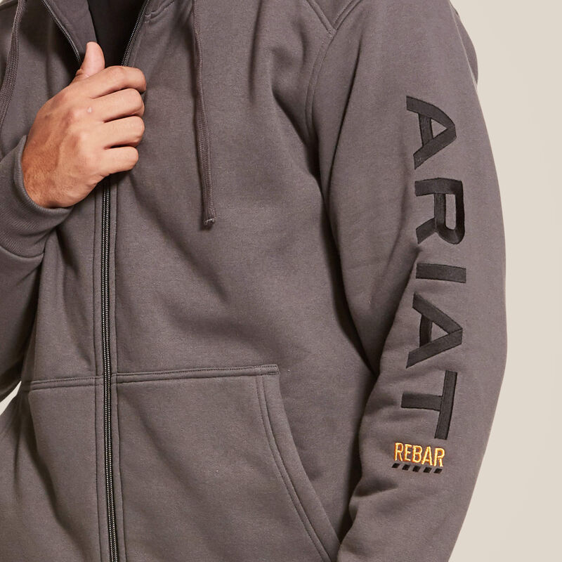 Ariat Men's Rebar All-Weather Full Zip Hoodie Rebar Grey