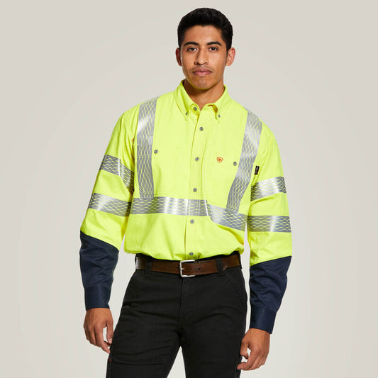 Ariat Men's Fire Resistant Hi-Vis Work Shirt- Hi-Vis Yellow