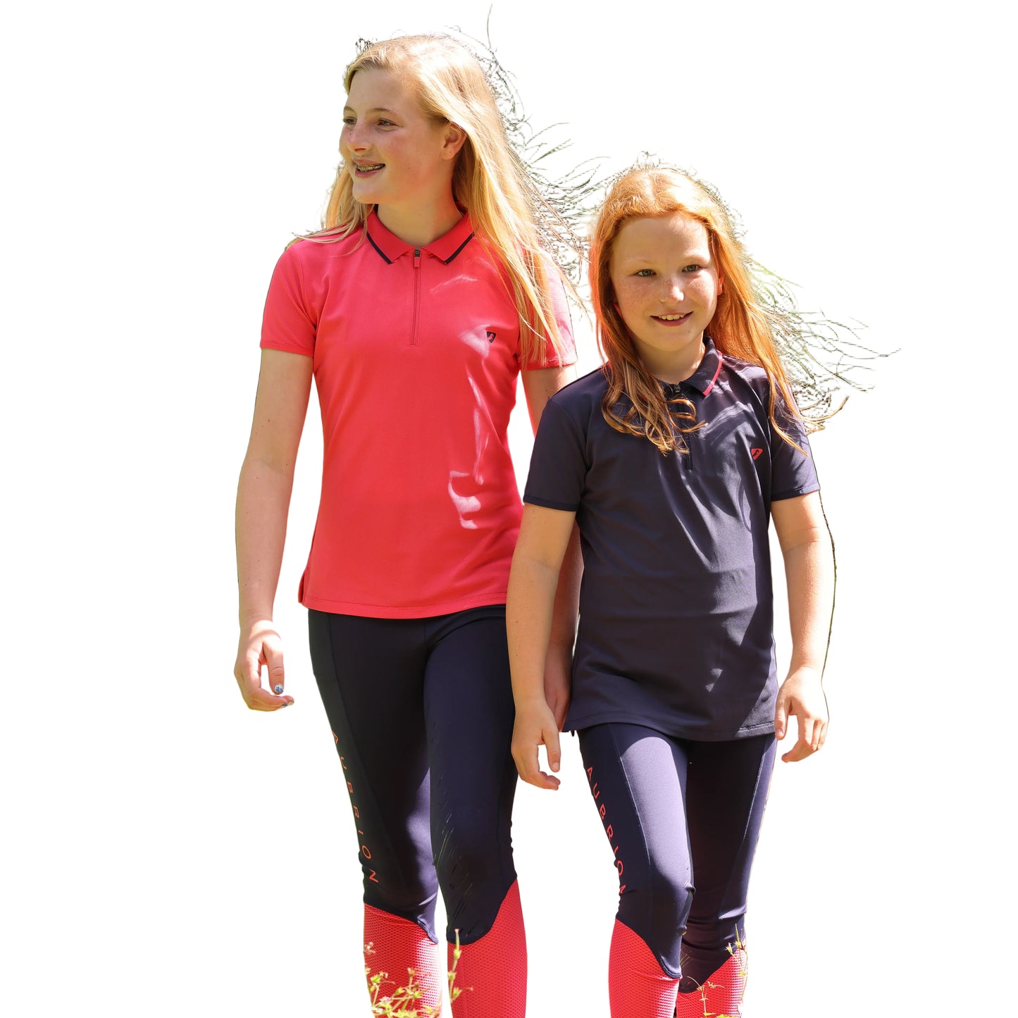 Aubrion Poise Tech Short Sleeve Polo Shirt - Young Rider - Coral