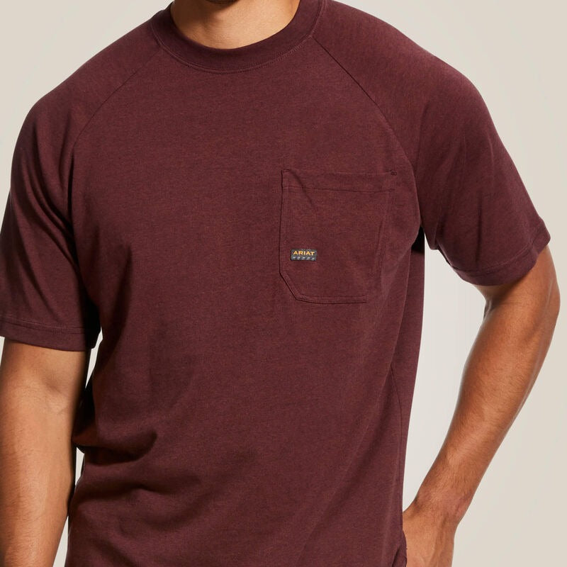 Ariat Men's Rebar Cotton Strong Short Sleeve T-Shirt - Burgundy Heather
