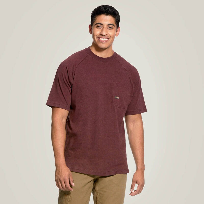 Ariat Men's Rebar Cotton Strong Short Sleeve T-Shirt - Burgundy Heather