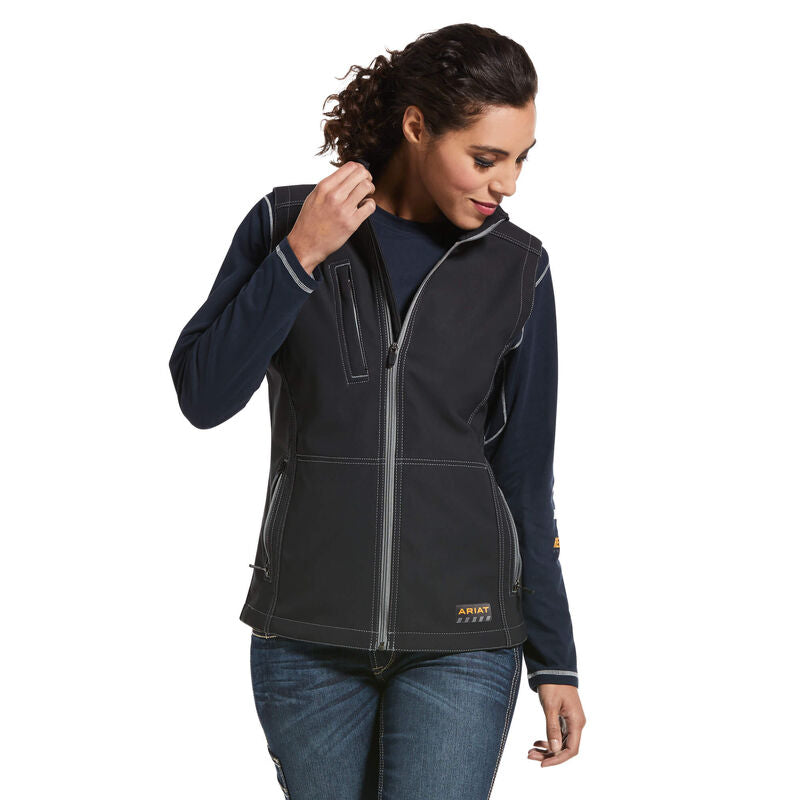 Ariat Womens Rebar Stretch Canvas Softshell Vest Black