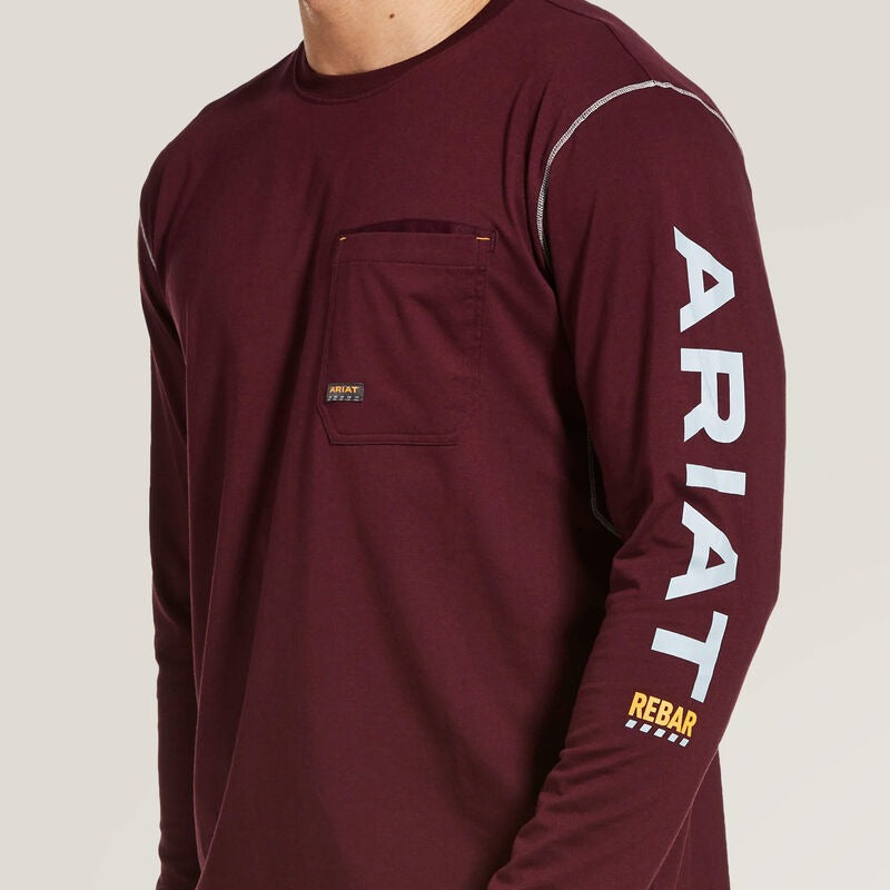 Ariat Men's Rebar Workman Logo Long Sleeve T-shirt - Malbec