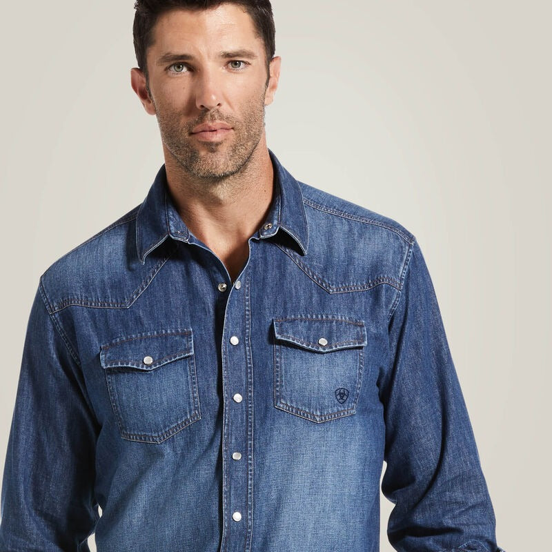 Ariat Men's Denim Retro Long Sleeve Shirt - Stone