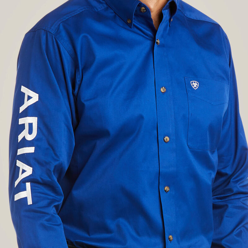 Ariat Men's LS Team Logo Twill Fitted Shirt - Ultramarine White