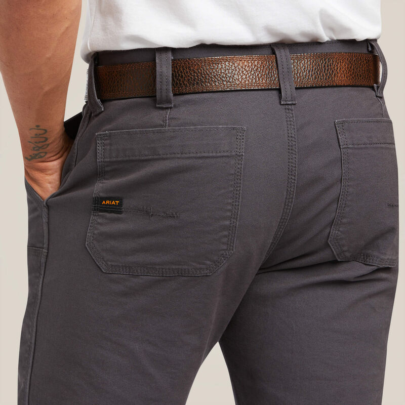 **Ariat Men's Rebar M4 Low Rise DuraStretch Made Tough Double Front Stackable Straight Leg Pant - Rebar Grey