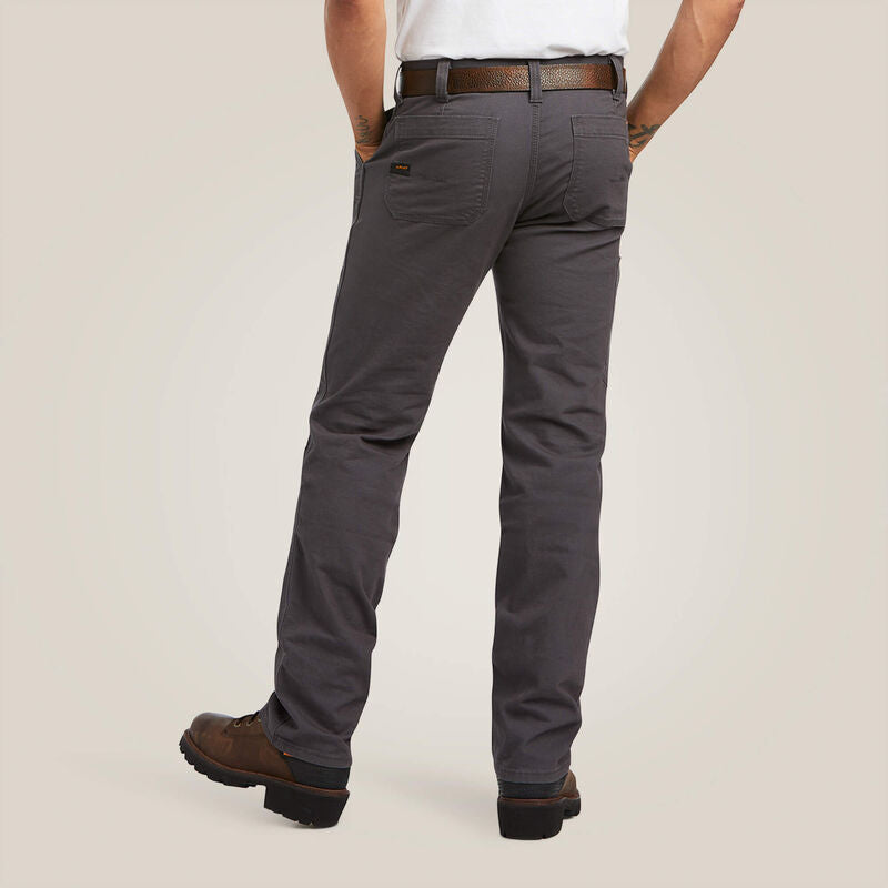**Ariat Men's Rebar M4 Low Rise DuraStretch Made Tough Double Front Stackable Straight Leg Pant - Rebar Grey