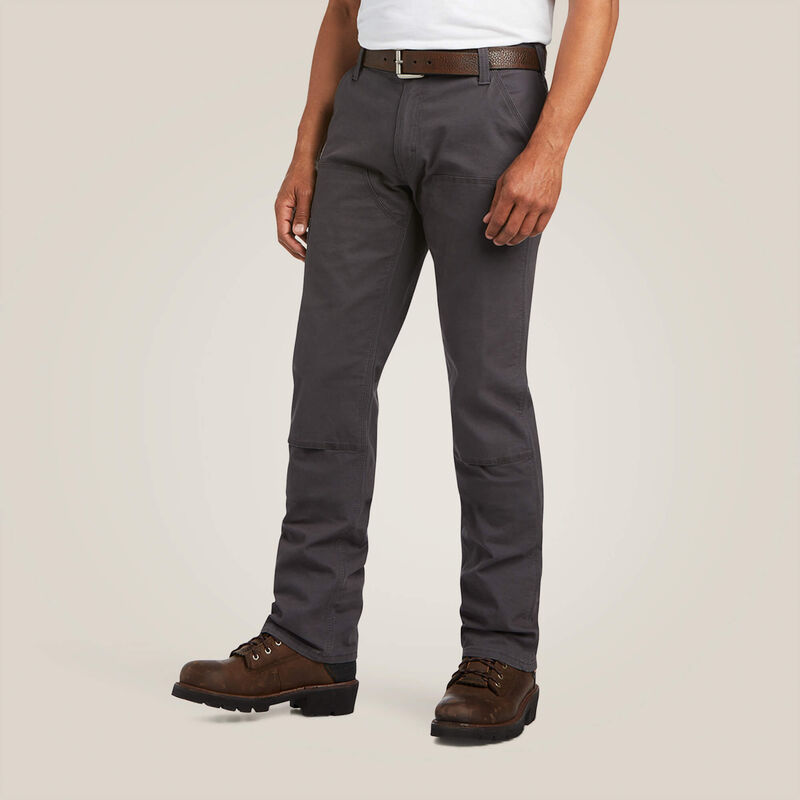 **Ariat Men's Rebar M4 Low Rise DuraStretch Made Tough Double Front Stackable Straight Leg Pant - Rebar Grey