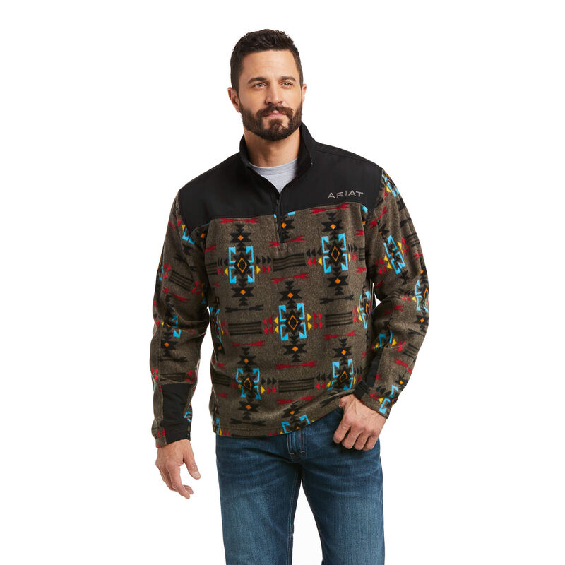 Ariat Men's Basis 2.0 Long Sleeve 1/4 Zip Sweatshirt- Southwest Print /Black