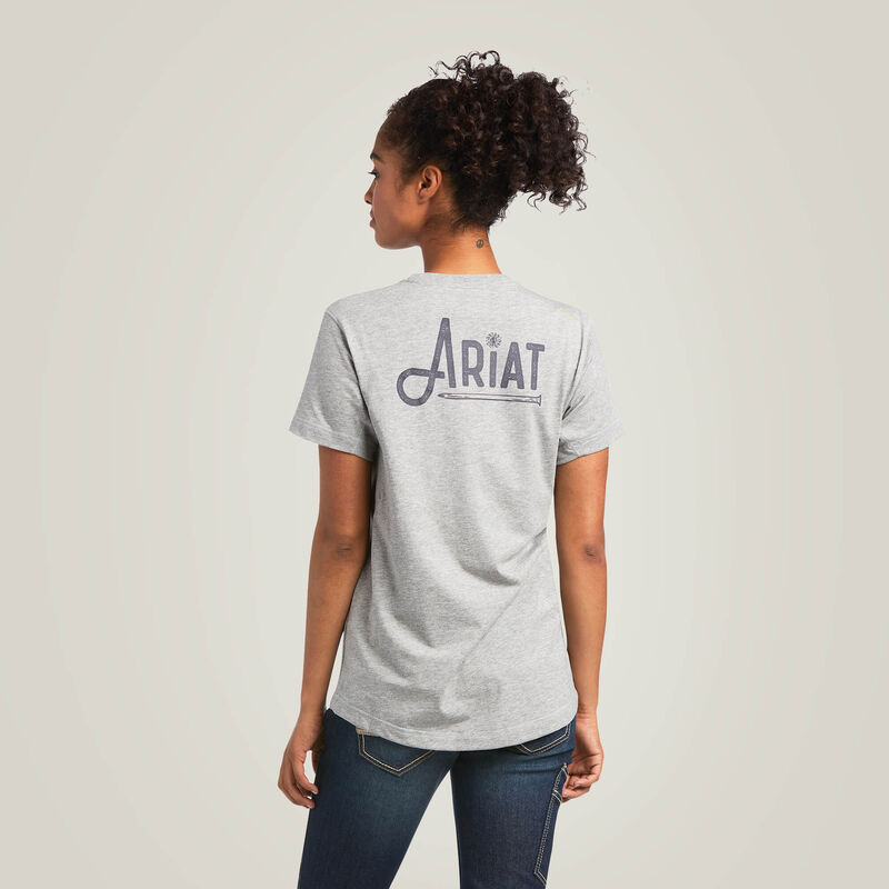 Womens Rebar Workman Graphic Ariat Logo T-Shirt HTH GY