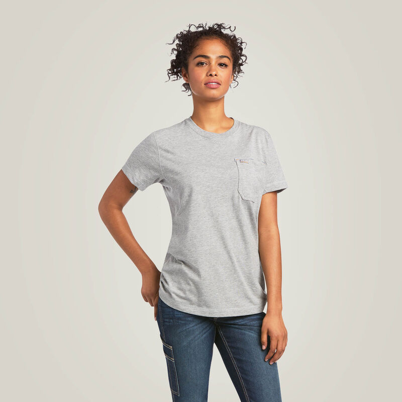 Womens Rebar Workman Graphic Ariat Logo T-Shirt HTH GY