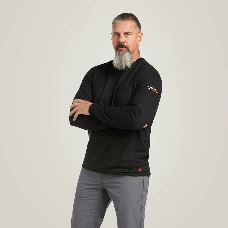 Ariat Men's FR Stretch Logo T-Shirt  Black/Lime